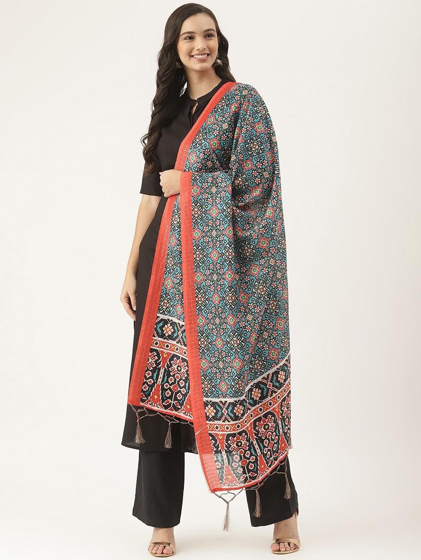 women turquoise printed dupatta - 21100775 - Zoom Image - 0