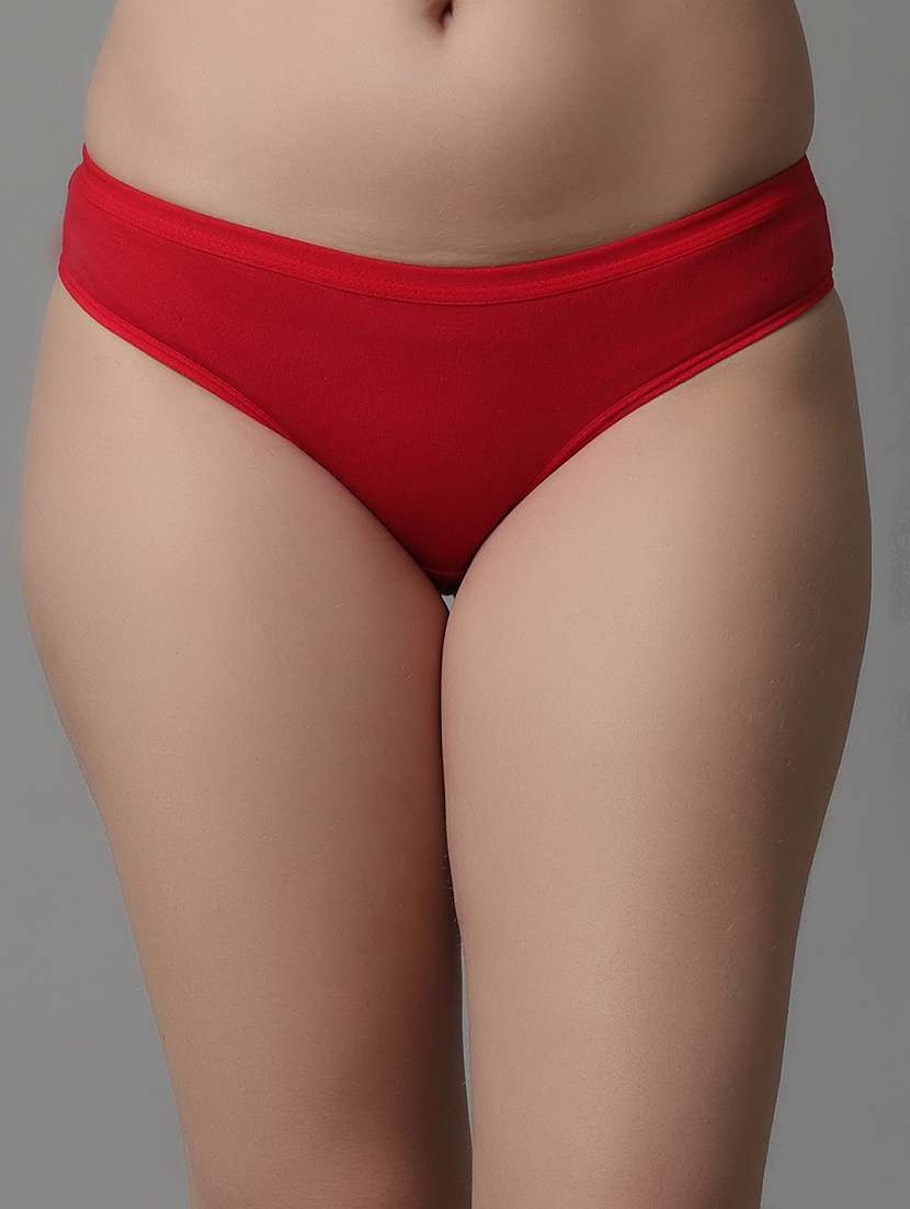 red cotton blend hipster panty