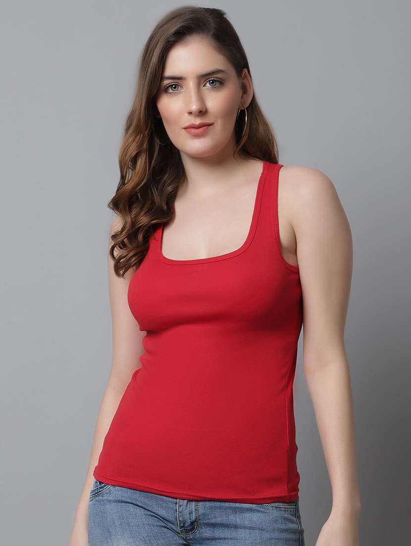 women sleeveless solid tank top