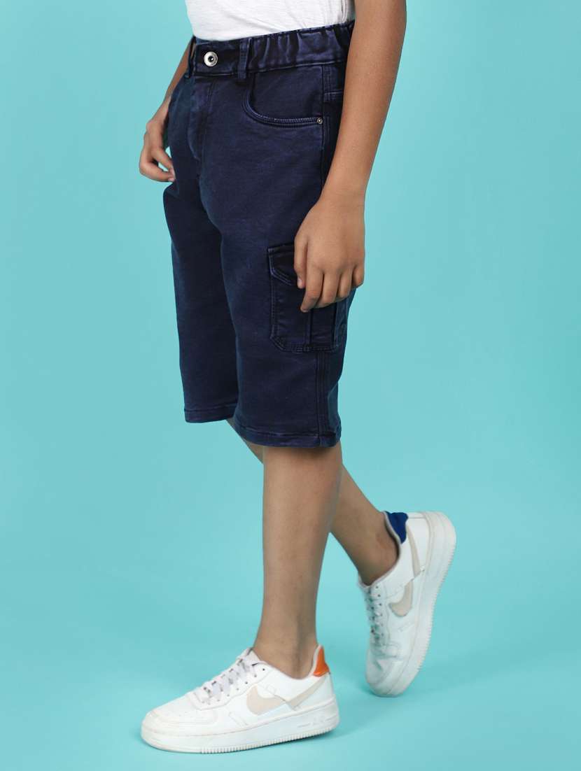 boy solid mid rise three-fourth cargo - 21101714 -  Standard Image - 3