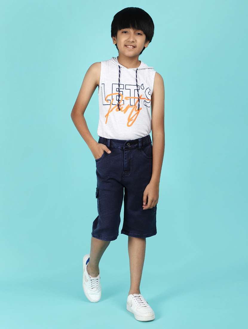 boy solid mid rise three-fourth cargo - 21101714 -  Standard Image - 5