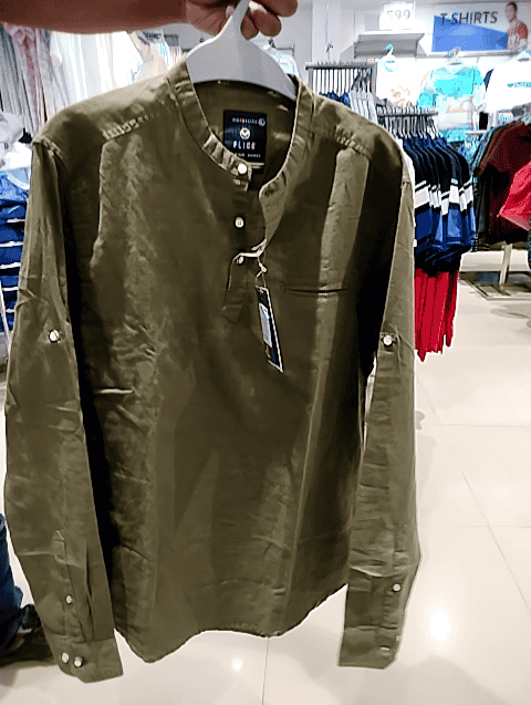 dark green cotton linen casual shirt - 21101719 - Zoom Image - 0