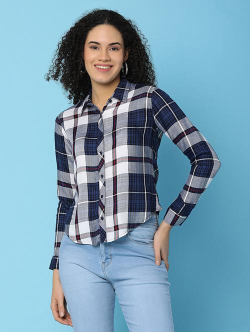 women checkered cotton shirt - 21101760 - Standard Image - 0