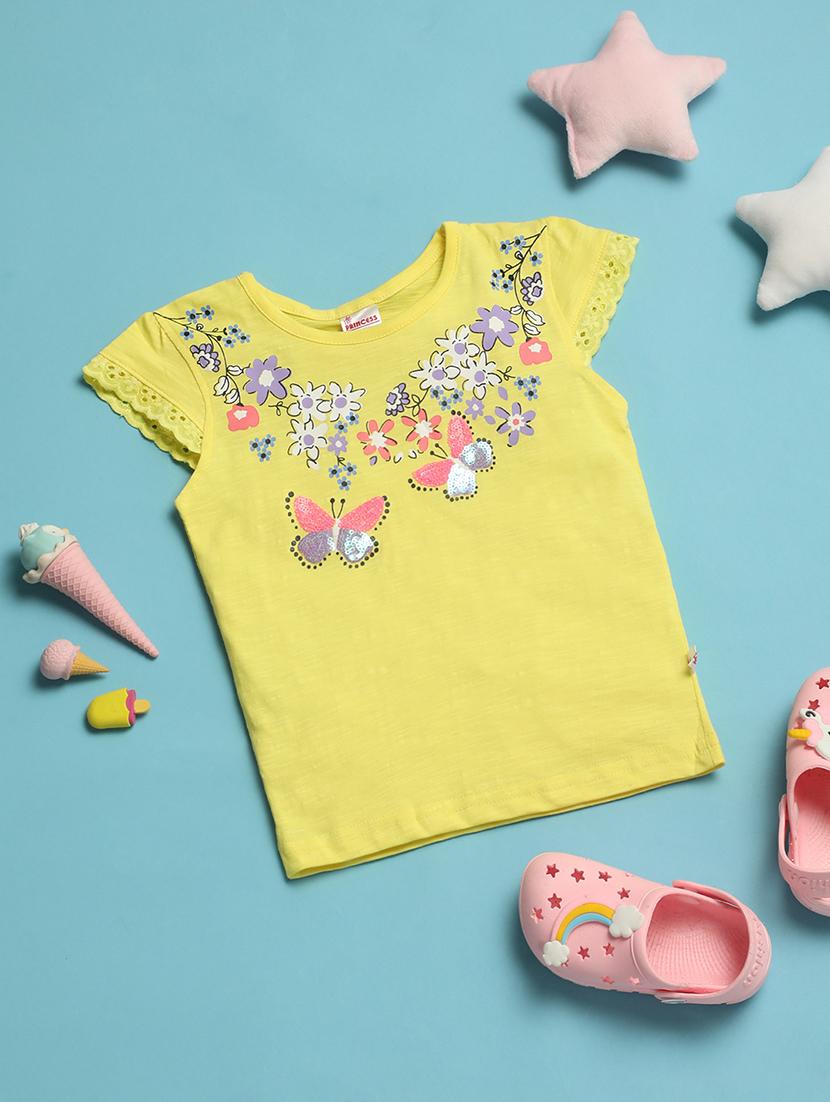 kids yellow cotton regular tee - 21101802 - Zoom Image - 0