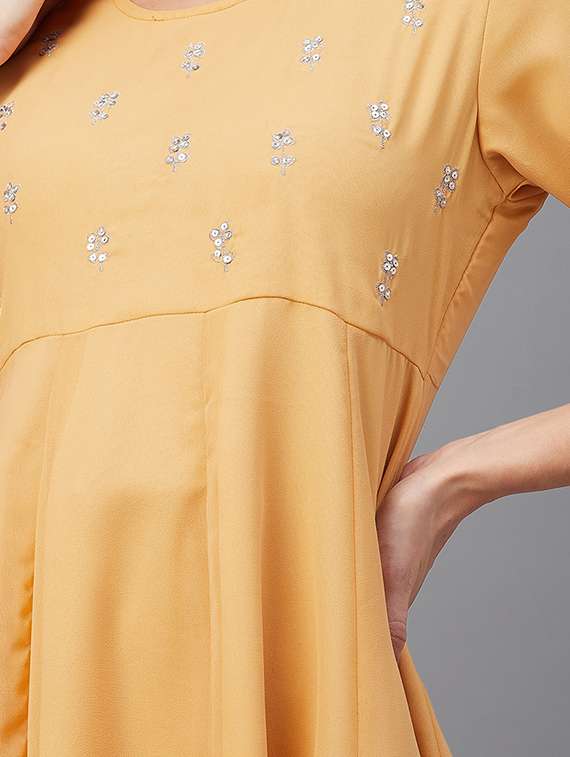 women yellow sequins detailed dress - 21102128 -  Standard Image - 3