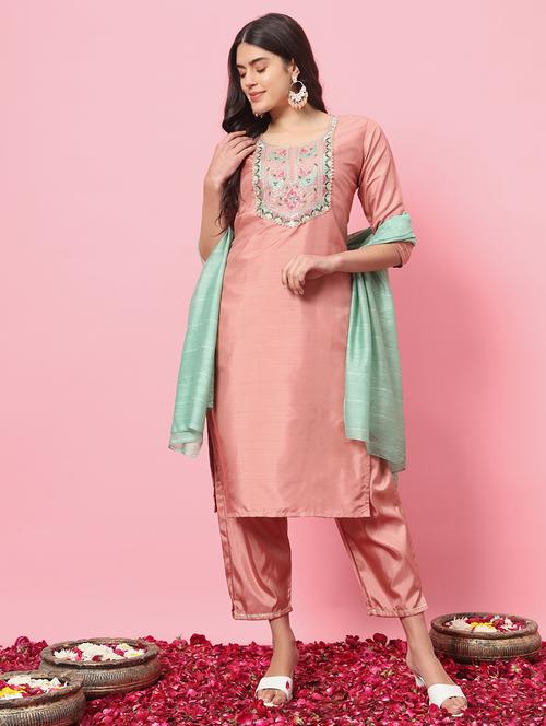 women embroidered kurta bottom with dupatta suit set - 21102207 - Standard Image - 0