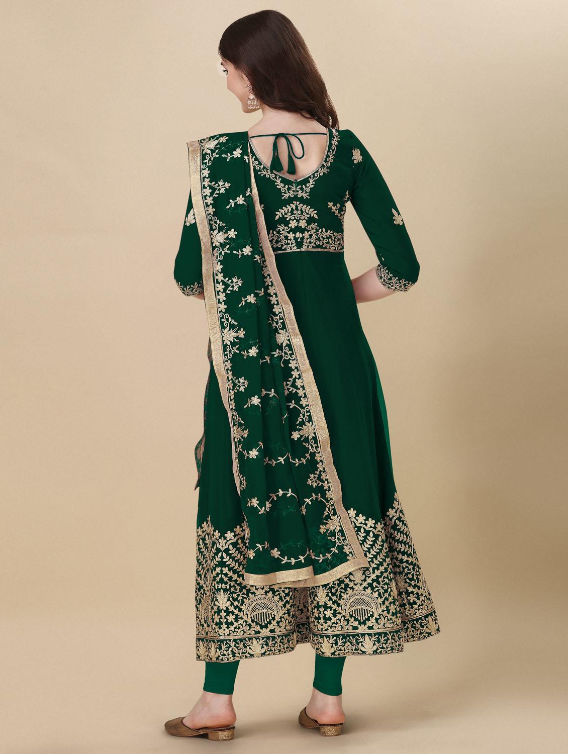green angrakha semi-stitched suit - 21102493 - Standard Image - 3