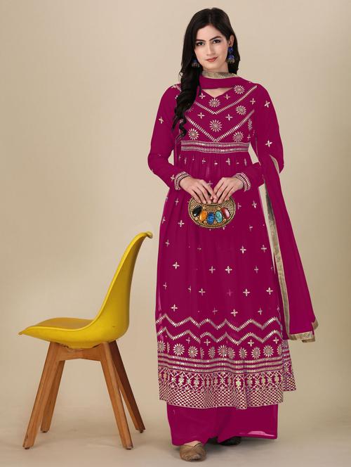 pink angrakha semi-stitched suit - 21102506 - Standard Image - 0