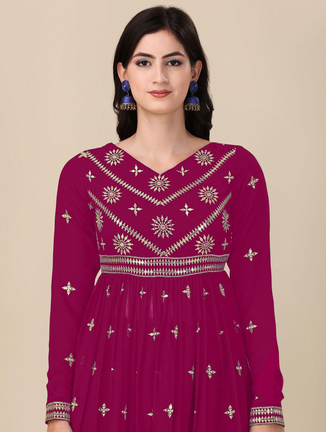 pink angrakha semi-stitched suit - 21102506 - Standard Image - 3