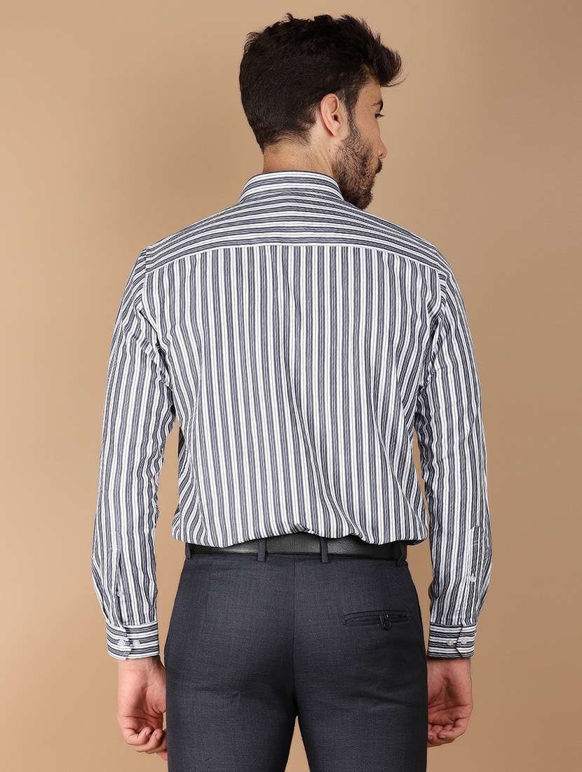 men long sleeved striped formal shirt - 21102688 -  Standard Image - 3