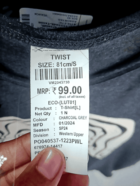 charcoal grey single jersey tshirt - 21102701 -  Zoom Image - 0