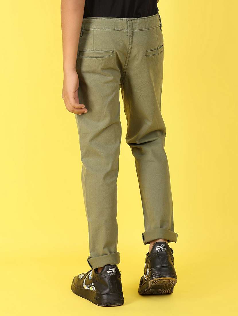 women olive cotton casual chinos - 21102838 -  Standard Image - 3
