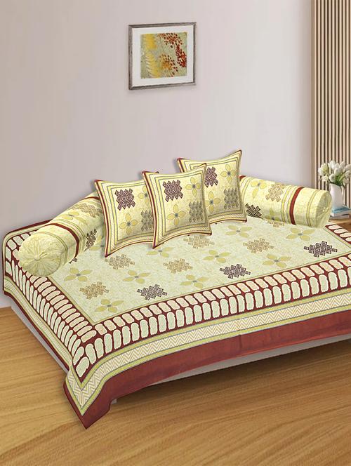 texstylers cotton printed jaipuri pack of 6 diwan cover set - 21103079 - Standard Image - 0