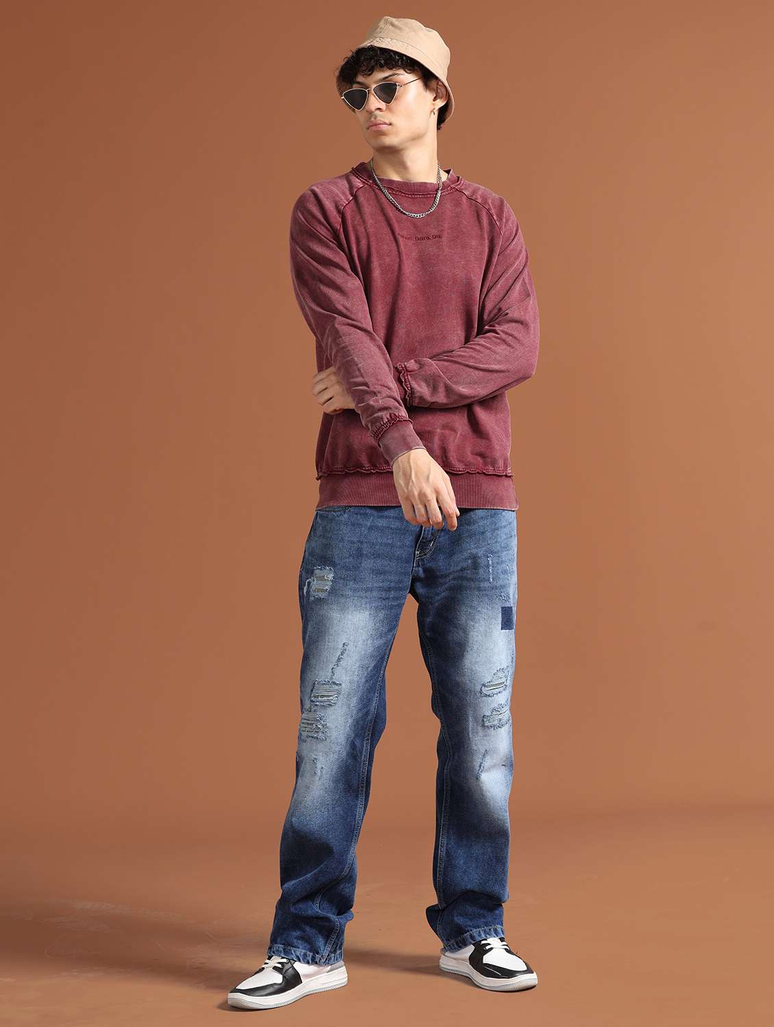 men long sleeved chest printed sweatshirt - 21103304 -  Standard Image - 3