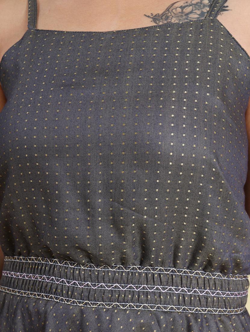 women grey self design detailed dress - 21104044 - Standard Image - 5