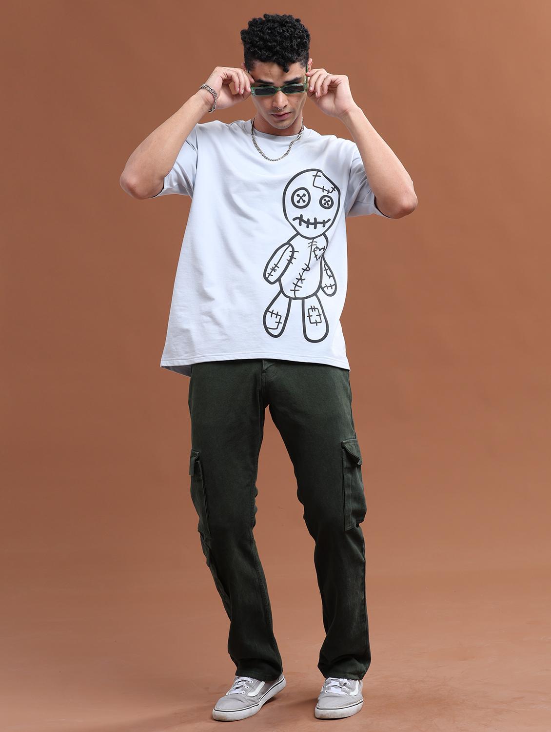 men solid green mid rise cargo jeans - 21104047 - Standard Image - 3