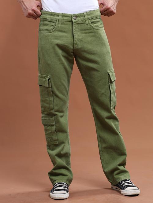 men mid rise plain cargo jeans - 21104052 -  Standard Image - 0