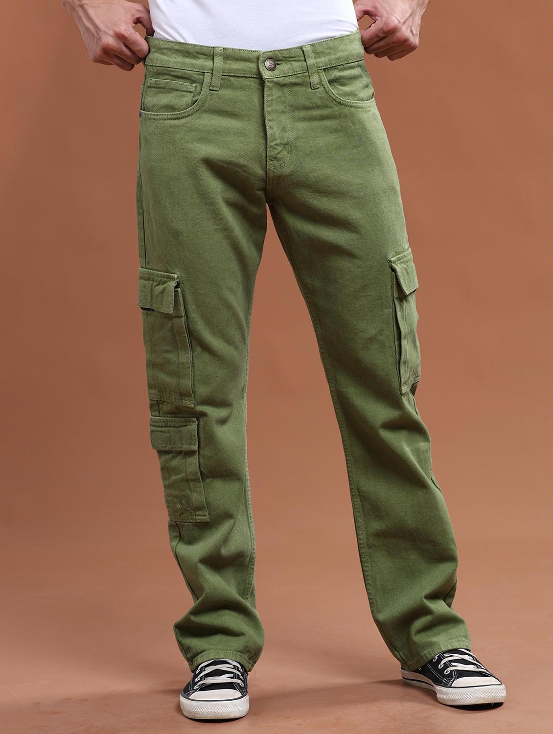 men mid rise plain cargo jeans - 21104052 -  Zoom Image - 0