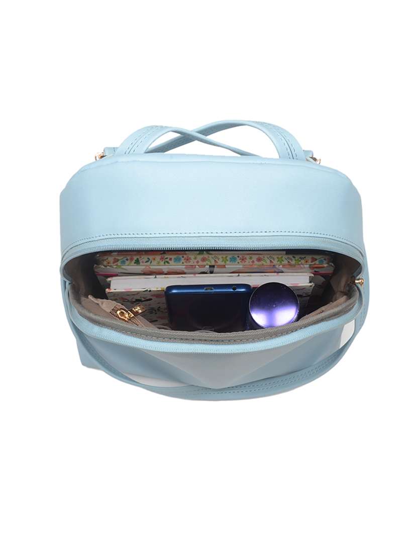 solid light blue detailed backpack - 21104081 -  Standard Image - 3