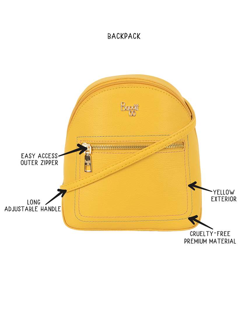 solid yellow detailed backpack - 21104082 -  Standard Image - 5