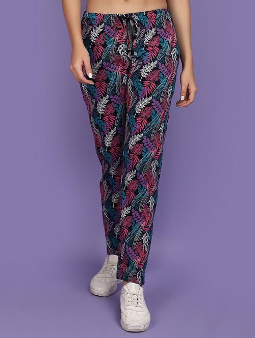 women printed mid rise track pant - 21104183 - Standard Image - 0