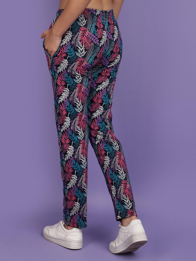 women printed mid rise track pant - 21104183 - Standard Image - 3