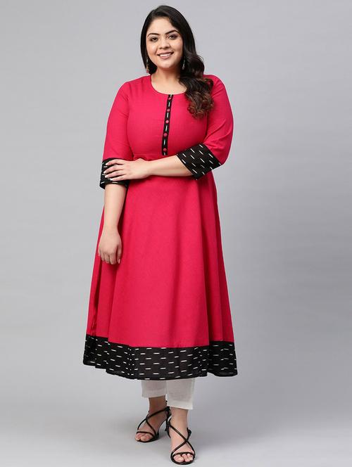 women three quarter sleeves a-line kurta - 21104240 - Standard Image - 0