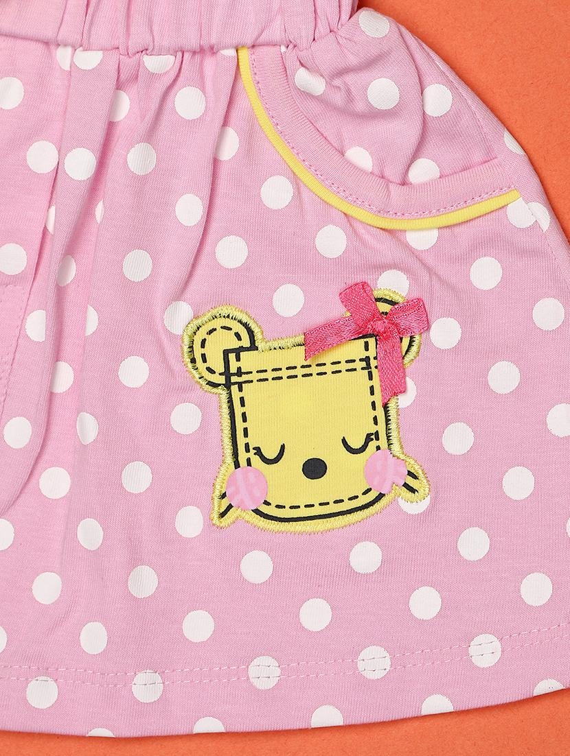kids yellow cotton printed top & skirt set - 21104432 - Standard Image - 3