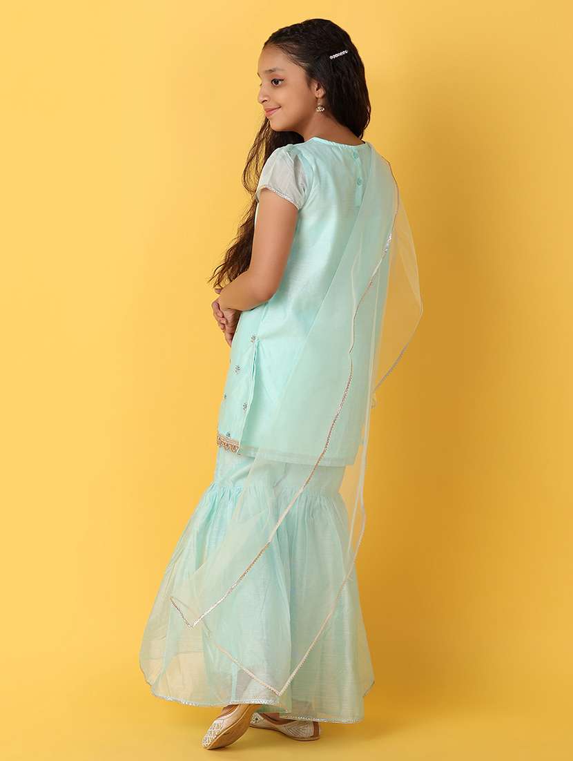 sea green embellished full length suit set - 21104480 -  Standard Image - 3