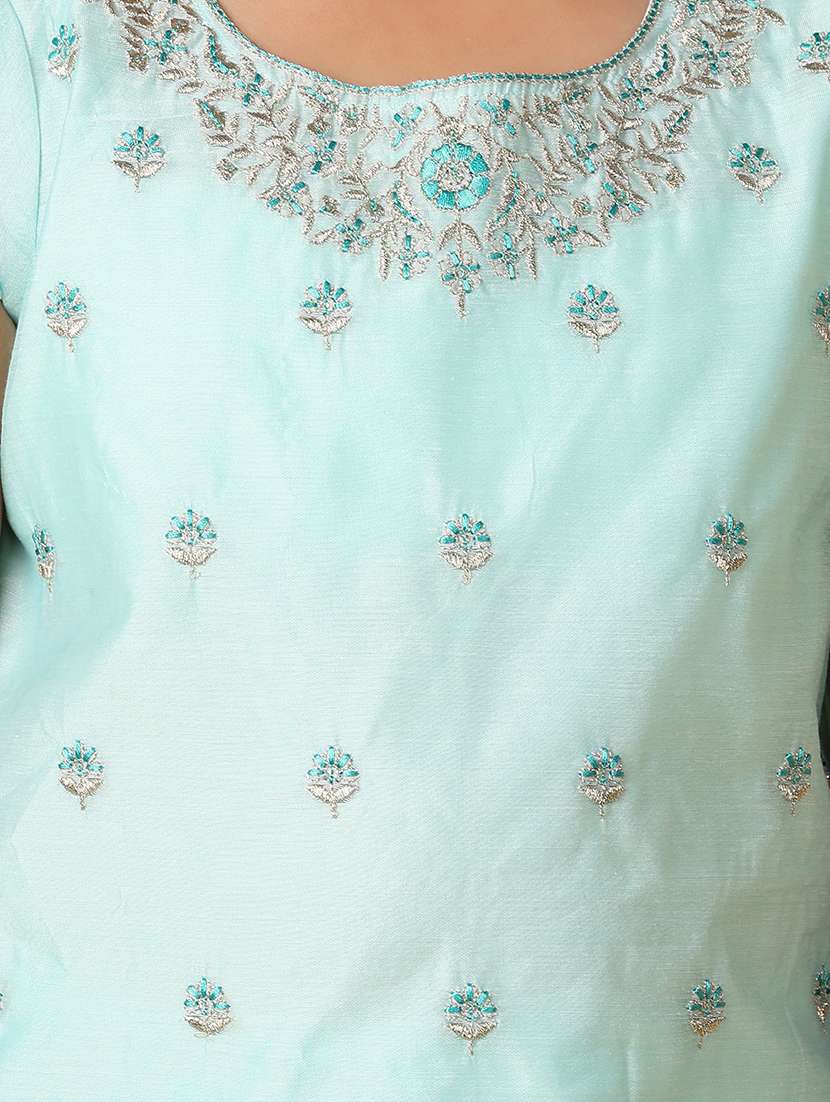 sea green embellished full length suit set - 21104480 -  Standard Image - 5
