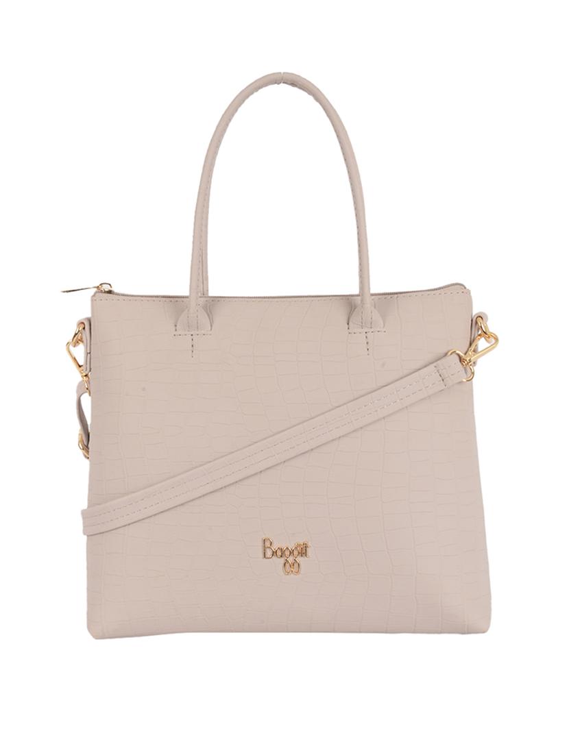 solid beige detailed tote bag - 21104499 -  Zoom Image - 0