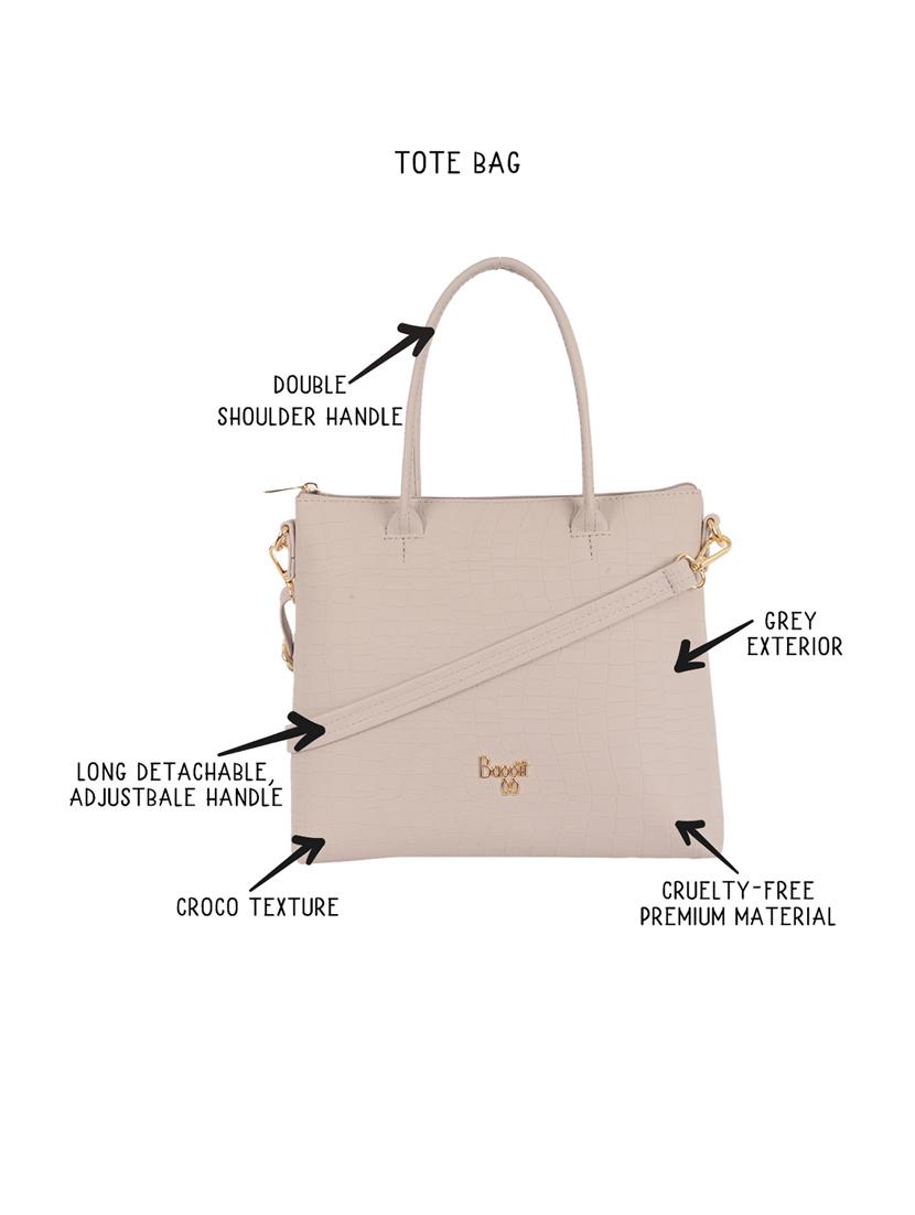 solid beige detailed tote bag - 21104499 - Standard Image - 5