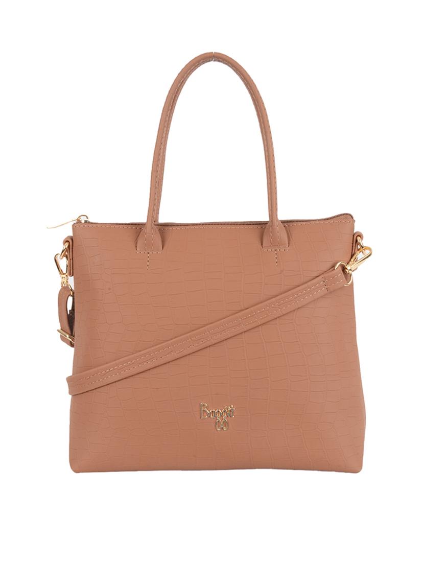 solid tan brown detailed tote bag - 21104501 -  Zoom Image - 0