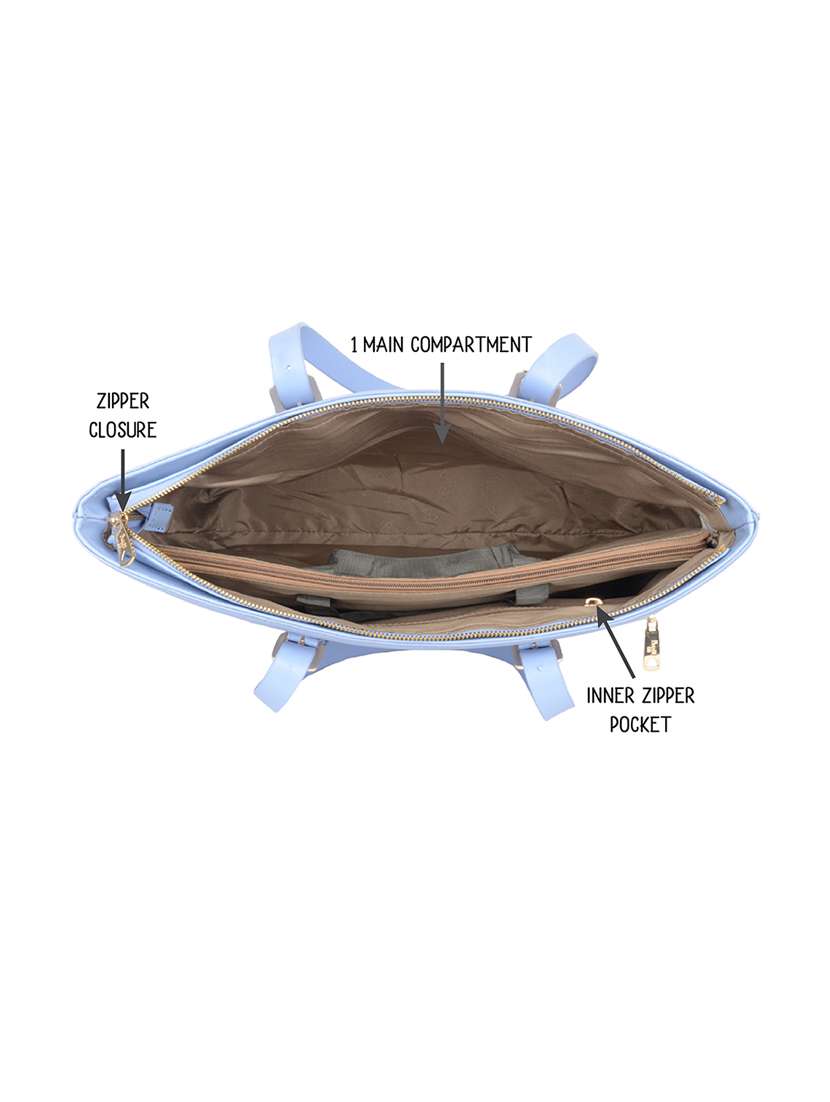 solid light blue detailed tote bag - 21104511 -  Standard Image - 3