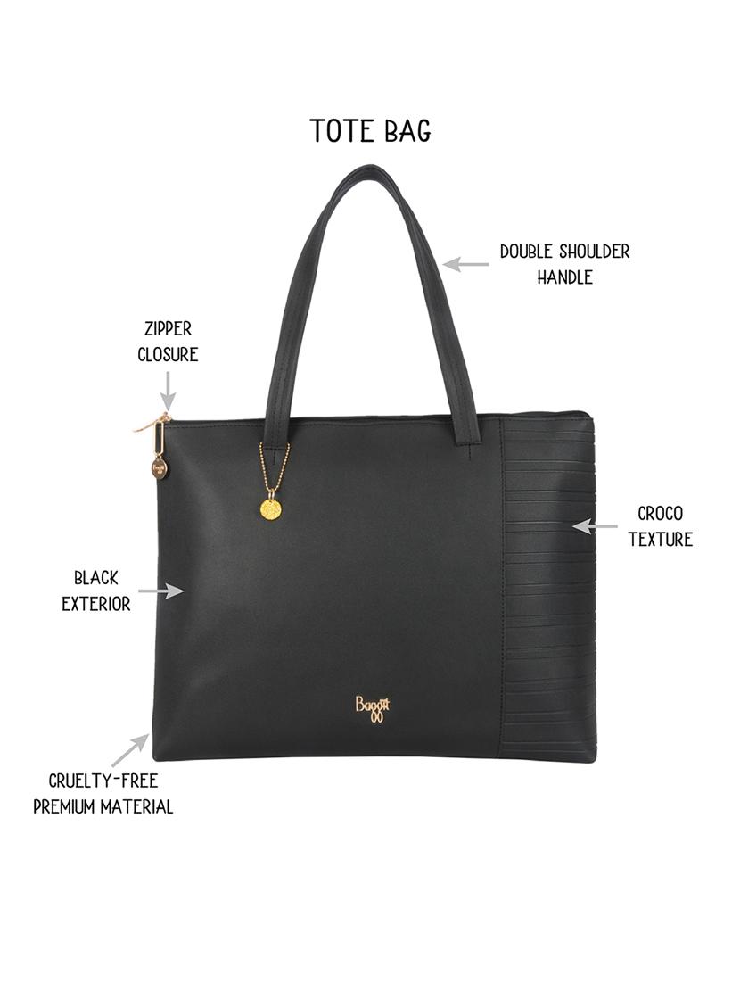 solid black detailed tote bag - 21104515 - Standard Image - 5