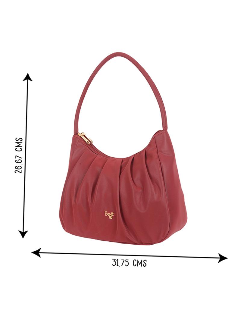 solid red detailed hobo bag - 21104536 - Standard Image - 5