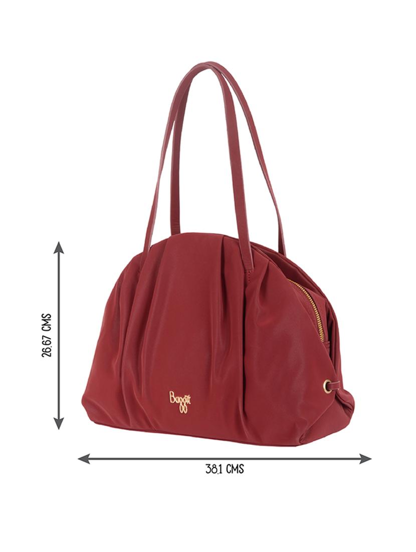 solid maroon detailed handbag - 21107282 - Standard Image - 5