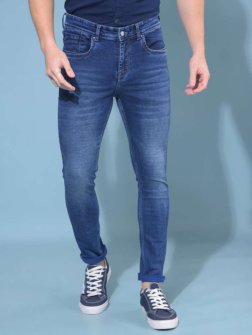 men mid rise plain jeans