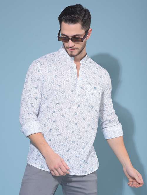 men mandarin collar long sleeve short kurta - 21108742 -  Standard Image - 0