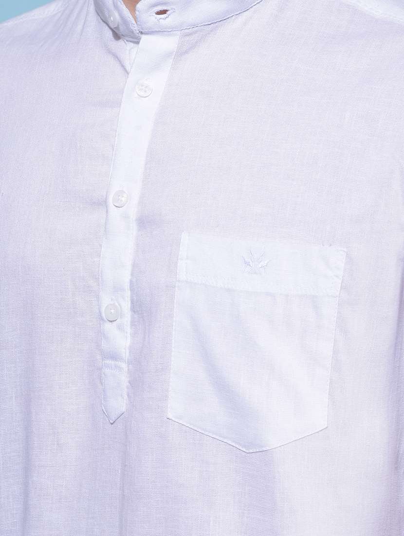 men solid mandarin collar short kurta - 21108755 -  Standard Image - 5