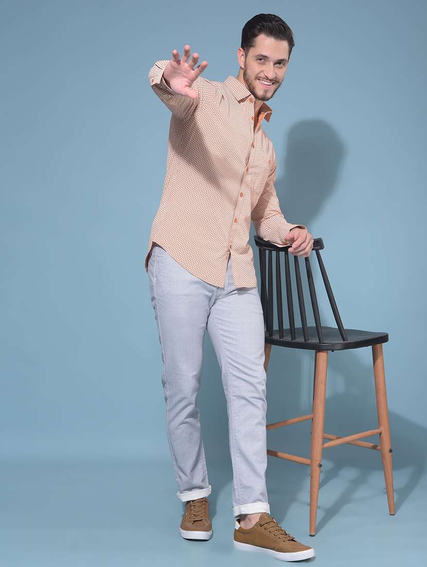 men long sleeved self design casual shirt - 21108902 -  Standard Image - 5