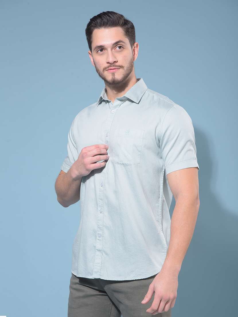 men collared short sleeve casual shirt