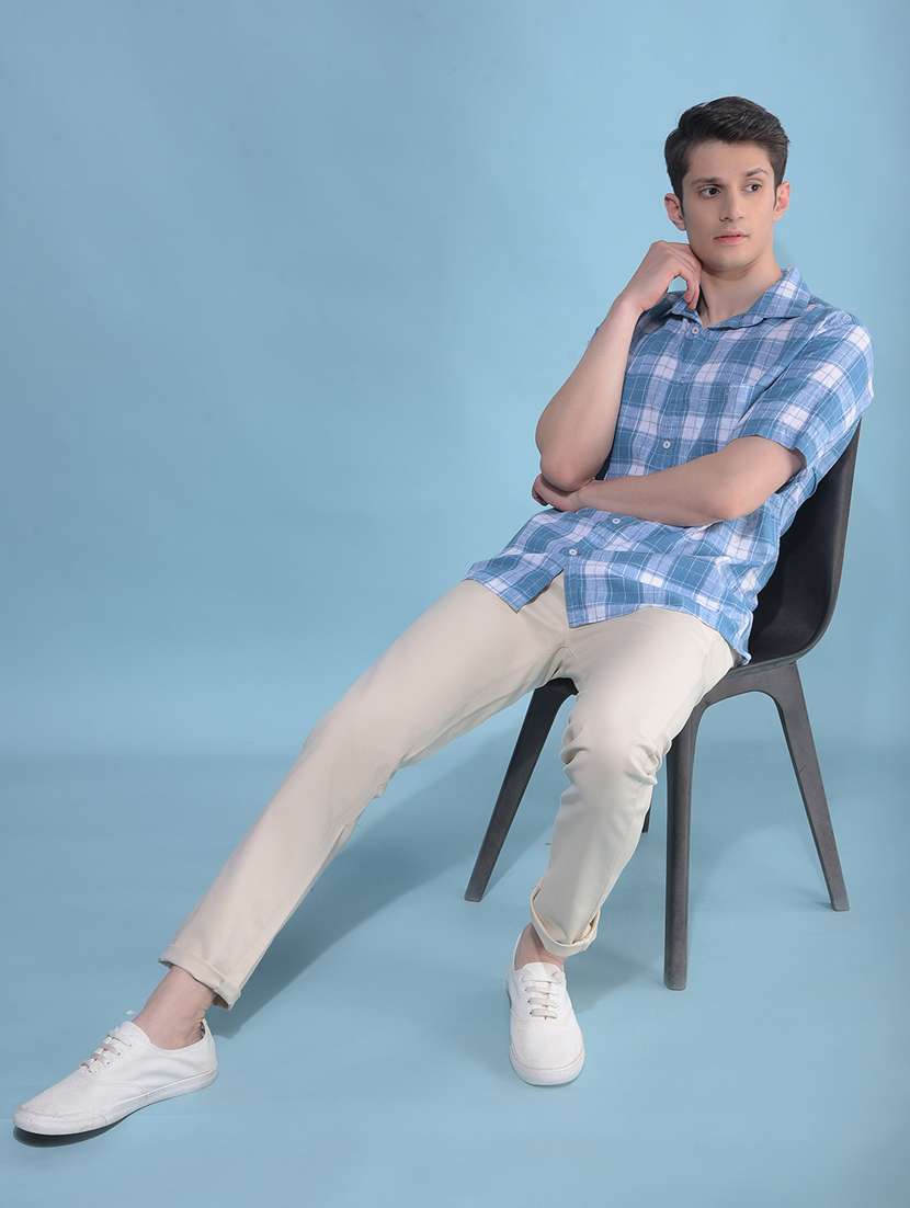 men short sleeved checkered casual shirt - 21108941 -  Standard Image - 3