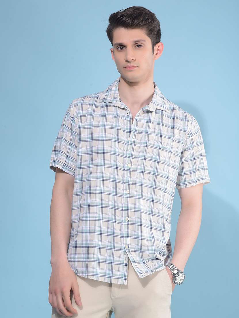 men collared short sleeve casual shirt