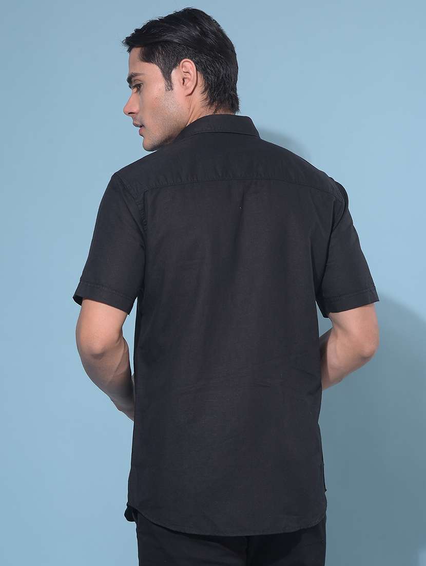 men solid black casual shirt - 21108977 -  Standard Image - 3