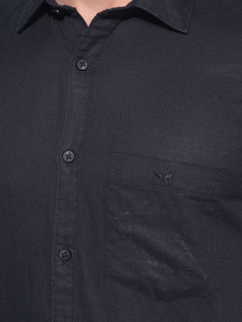 men solid black casual shirt - 21108977 -  Standard Image - 5