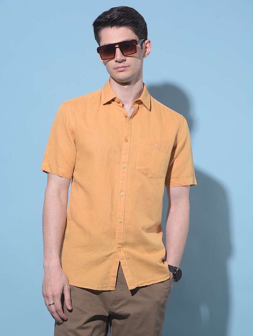 men collared short sleeve casual shirt