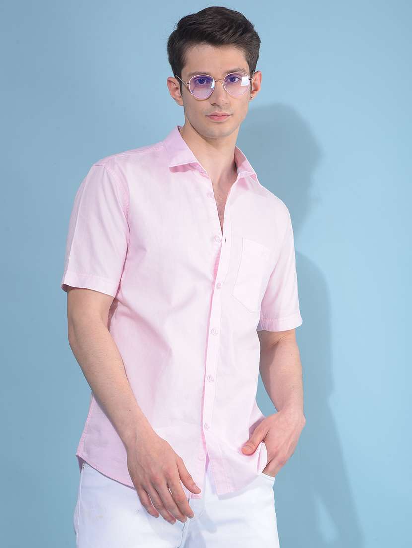 men collared short sleeve casual shirt