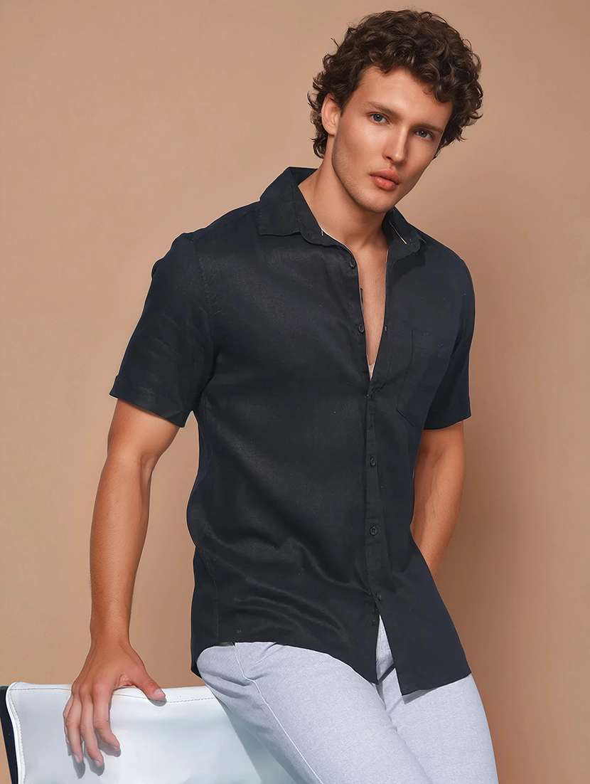 crimsoune club men's black linen shirt - 21109016 - Zoom Image - 0