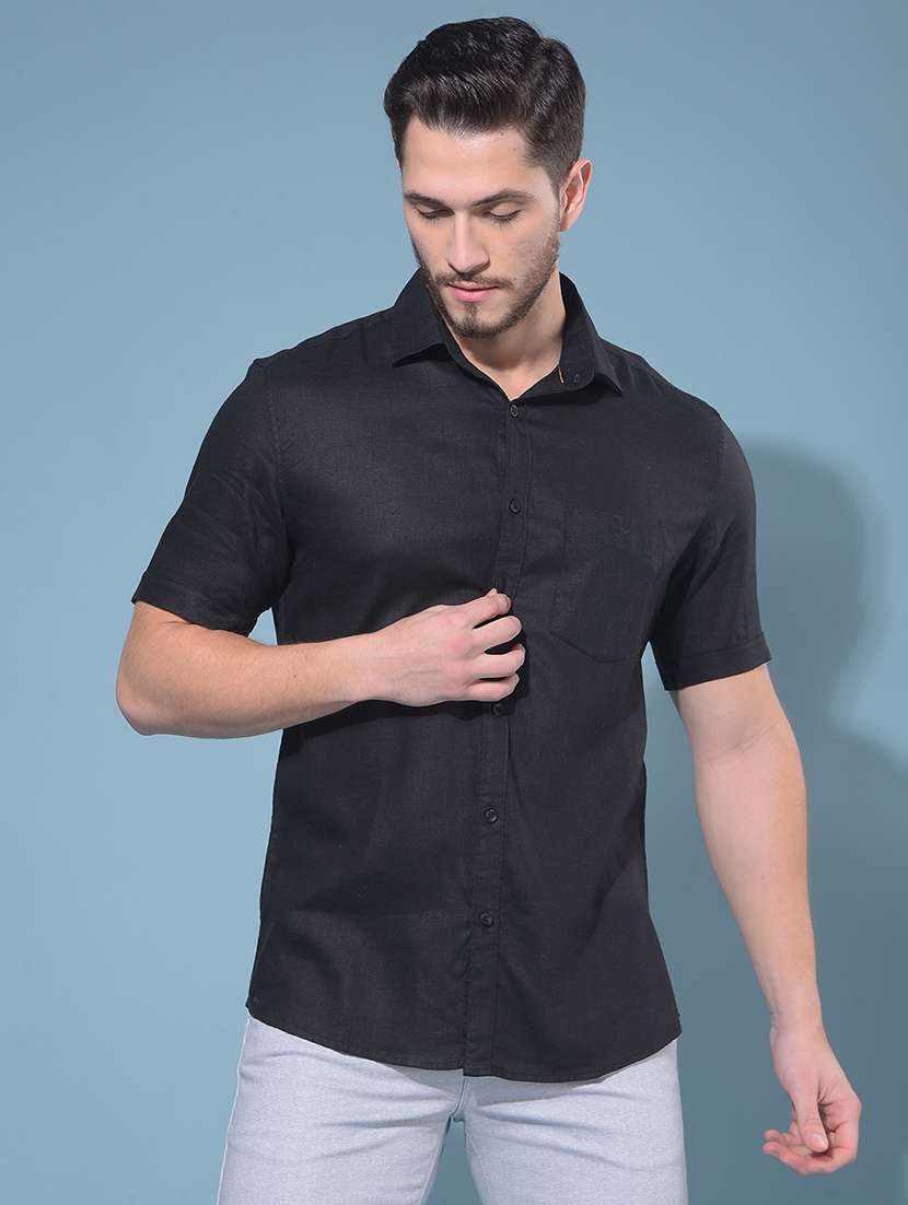 crimsoune club men's black linen shirt - 21109016 - Standard Image - 3